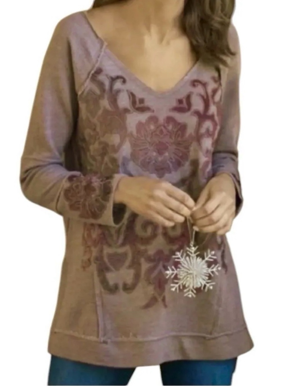 Soft Surroundings Embroidered Tunic Sweatshirt Boho Renaissance Medium